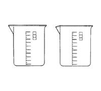 Vitlab Gobelet avec poignée en polypropylène, échelle bleue imprimée, transparent, capacité de 400 ml, diamètre 87 mm, hauteur 112 mm