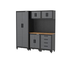 VITO - Armoires modulaires Meubles d'atelier Garage L1.95m HT 2.00m 8 Eléments Modulables Gris Anthracite Pré-montés