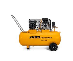VITO - Compresseur à Air 100L 10 Bar - Moteur à Courroie 2,5 CV 1850W - Débit 233L/min - Lubrifié à Huile - Professionnel et Silencieux - Sur Roues pour Atelier et Chantier