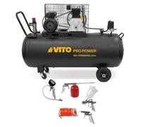 VITO - Compresseur d'air 200L 10Bar 3kW 400L/min + 5 Outils pneumatiques Kit Complet Gonflage Soufflage Peinture Garage Atelier