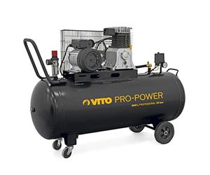 VITO - Compresseur d'Air 200L Professionnel 3000W 4CV 230V - 10 Bar - Débit 400L/min - Entraînement par Courroie - Moteur Lubrifié Idéal Atelier et Industrie - Mobile sur Roues