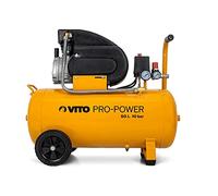 VITO Compresseur d'Air 230V 50L 1900W 2.5CV, Pression 10 Bar, Débit 206L/min, Moteur Lubrifié Haute Résistance, Idéal Gonflage, Peinture et Outillage Pneumatique
