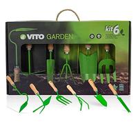 VITO Kit 6 Outils de Jardin Kit Jardinier Acier S235 Manche en Bois de hêtre