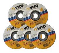 VITO : Lot de 5 Disques à Tronçonner Métal 125 x 3 mm - Abrasif Renforcé Acier/Inox pour Meuleuse d'Angle 22,2 mm - Découpe Professionnelle Haute Performance EN12413