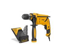 VITO - Perceuse à percussion 850W + Coffret de 8 Forets Acier- Mandrin 13mm Auto-serrant Bois, Béton, Métal