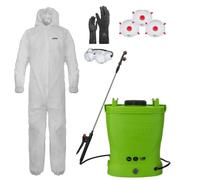 VITO Pulvérisateur Electrique à Batterie 16L + Combinaison de Protection Jetable Jardin + Accessoires de Protection et Pulvérisation