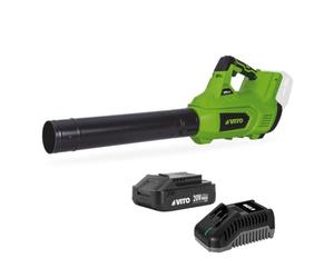VITO - Souffleur de Feuilles sans Fil 20V + Batterie 2Ah + Chargeur Rapide 2 Vitesses Nettoyage Terrasse Allée Jardin