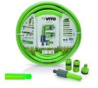 VITO - Tuyau arrosage jardin 20 m Ø 15 mm 20 bar PVC renforcé lance multi jet + 2 raccords + nez de robinet