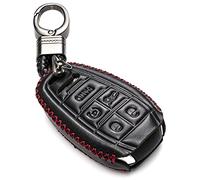 Vitodeco Étui de Protection en Cuir véritable avec Porte-clés Compatible avec Alfa Romeo Giulia, Stelvio, 4C Spider 2017-2022 (5 Boutons, Noir/Rouge)