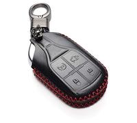 Vitodeco Étui en cuir véritable sans vec porte-clés pour Maserati Ghibli, Levante, Quattroporte (démarrage à distance, noir/rouge)