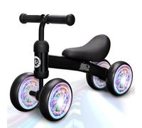 VITONIS Draisienne Enfants Vélo Bébé sans Pédales 10-24 Mois Jouet Baby Walker Fille Garçon 1-2 Ans Jouet d'Equitation Trotteur pour bébé avec Roues Lumineuses, Noir