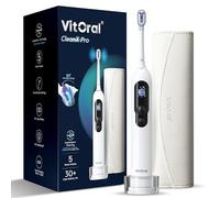 VitOral CleanX Pro Brosse à dents électrique double action oscillante et sonique, 6 modes intelligents, autonomie de la batterie de plus de 30 jours, étanchéité IPX7, charge rapide USB-C, pour les