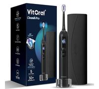 VitOral CleanX Pro Brosse à dents électrique double action oscillante et technologie sonique, 6 modes intelligents, autonomie de la batterie de plus de 30 jours, étanchéité IPX7, charge rapide USB-C
