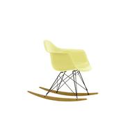 Vitra Chaise à bascule RAR Eames Plastic - citron RE - noir - Patins Érable jaune