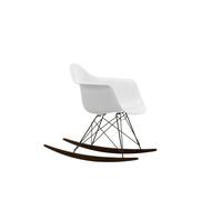 Vitra Chaise à bascule RAR Eames Plastic - coton blanc RE - noir - Patins Érable foncé