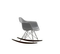 Vitra Chaise à bascule RAR Eames Plastic - gris granit RE - noir - Patins Érable foncé