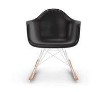 Vitra Chaise à bascule RAR Eames Plastic - noir foncé RE - blanc - Patins Érable jaune