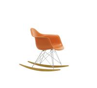 Vitra Chaise à bascule RAR Eames Plastic - orange rouille RE - chromé - Patins Érable jaune
