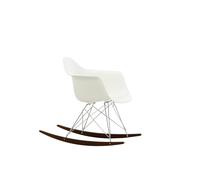 Vitra Chaise à bascule RAR Eames Plastic - Patins Érable foncé - chromé - blanc