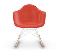 Vitra Chaise à bascule RAR Eames Plastic - poppy red RE - blanc - Patins Érable jaune