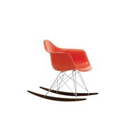 Vitra Chaise à bascule RAR Eames Plastic - poppy red RE - chromé - Patins Érable foncé