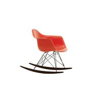 Vitra Chaise à bascule RAR Eames Plastic - poppy red RE - noir - Patins Érable foncé
