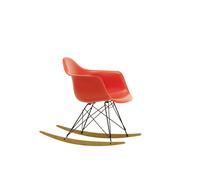 Vitra Chaise à bascule RAR Eames Plastic - poppy red RE - noir - Patins Érable jaune