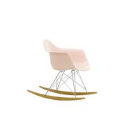 Vitra Chaise à bascule RAR Eames Plastic - rose doux RE - chromé - Patins Érable jaune