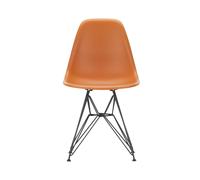 Vitra DSR Eames Plastic Side Chair - orange rouille RE - noir basique enduit de poudre