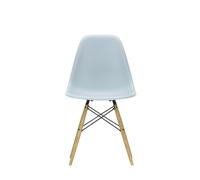 Vitra Chaise Eames Plastic DSW RE structure frêne gris glacé structure frêne coloré miel/ acier noir/ patins en feutre noir