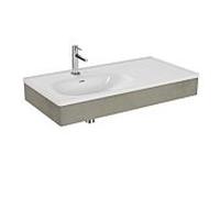 Vitra Equal 66040 100x52cm, avec lavabo pour meuble asymétrique, blanc VC, avec panneau en bois béton