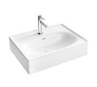 Vitra Equal 7241B403-0001 60x45cm, avec trou central pour robinet/fente de trop-plein, blanc