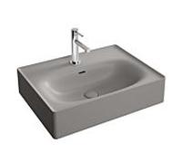 Vitra Equal lavabo 7241B476-0631 60x45cm, trou de coulée / fente de trop - plein, brillant, pierre gris mat VC