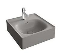 Vitra Equal lave-mains 7240B476-0001 43x45cm, avec trou pour robinet central / fente de trop-plein, gris pierre mat VC