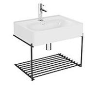 Vitra Equal set de lavabo 64082 avec lavabo 60 cm, blanc brillant VC, avec étagère en métal noir mat