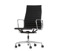Vitra Fauteuil de bureau pivotant, dossier haut Alu-Chair noir, Designer Charles & Ray Eames, 58.5x101-113x58-72 cm