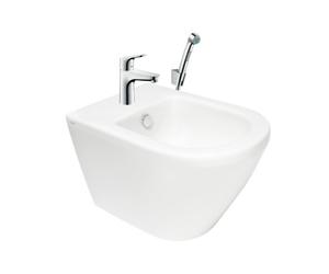 Vitra Integra bidet suspendu + trop-plein, 35,5x54 cm + Hansgrohe Focus Set bidette, bonde Push-Open (7042-028831927000)
