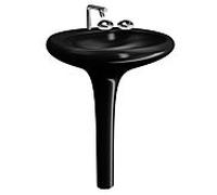 Vitra Istanbul lavabo 4261B470-0871 60x61,5cm, colonne intégrée, sans trop-plein/3 trous pour robinet, noir VC