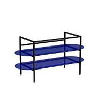 Vitra Liquid sous lavabo 66738 125x49,5x66cm, avec étagère en verre, corps noir mat/étagère en verre bleu