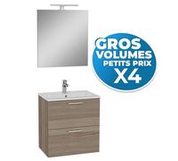 Vitra - Lot de 4 meubles de salle de bain Mia 60 cm avec miroir, lavabo et éclairage LED, finition Cordoba (MIASET60C-GVP04)