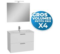 Vitra - Lot de 4 Meubles Mia 79x61x39,5 cm avec miroir, lavabo et éclairage LED, Blanc brillant (MIASET80B-GVP04)
