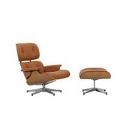 Vitra Lounge Chair & Ottoman - poli - Cuir premium F cognac - VitraKirscheNatur