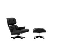 Vitra Lounge Chair & Ottoman - VitraKastanieSchwarz - Cuir premium F nero - noir basique enduit de poudre