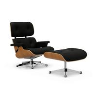 Vitra Lounge Chair & Ottoman - VitraKirscheNatur - Cuir premium F nero - poli