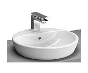 Vitra Metropole de bassin de la tour 5941B003-0973 de 44,5cm, rond, poli, avec le trou du robinet, blanc , avec trop - plein