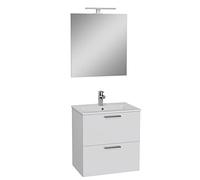 VitrA MIA Ensemble lavabo avec meuble bas - Meuble de salle de bain mural avec lavabo et miroir - Meuble bas blanc brillant - 61 x 59 x 39,5 cm