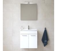 Vitra - Mia ensemble meuble non assemblé 59x61x39,5 cm + miroir + lavabo céramique + éclairage LED, blanc brillant (MIASETFP60B)