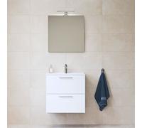 Vitra - Mia ensemble meuble préassemblé 59x61x39,5 cm avec miroir, lavabo et éclairage LED, Blanc brillant (MIASET60B)