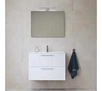 mia meuble 79x61x39,5 cm pour salle de bain avec miroir, lavabo et éclairage led, blanc brillant (miaset80b)