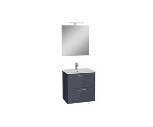 Vitra - Mia Meuble 59x61x39,5 cm pour salle de bain avec miroir, lavabo et éclairage LED, Anthracite brillant (MIASET60A) - MIASET60A